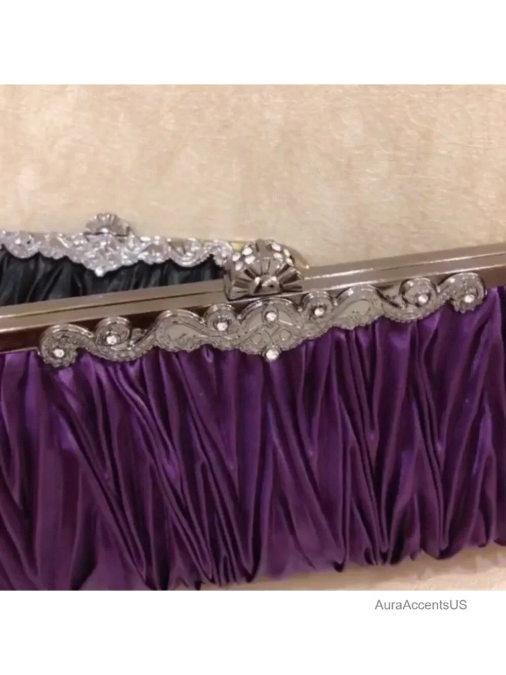 Satin Rhinestone Evening Clutch Purse with Chain